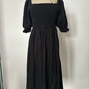 GAP Black Long Sleeve Smocked Dress